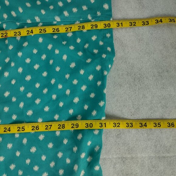 Roaman's Womens Turquiose, White, Polka Dot Button Up Tunic Blouse Size 30W - Picture 9 of 12